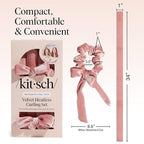 Kitsch Velvet Heatless Curling Set - Heatless Curls Overnight - Comfortable No Heat Hair Curlers With Two Velvet Scrunchies to Sleep In for Frizz-Free & Non-Damage Styling - Terracotta