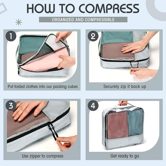 5 Pcs Packing Cubes for Suitcase Large Travel Cubes Carry on Luggage Organizer - Image 5