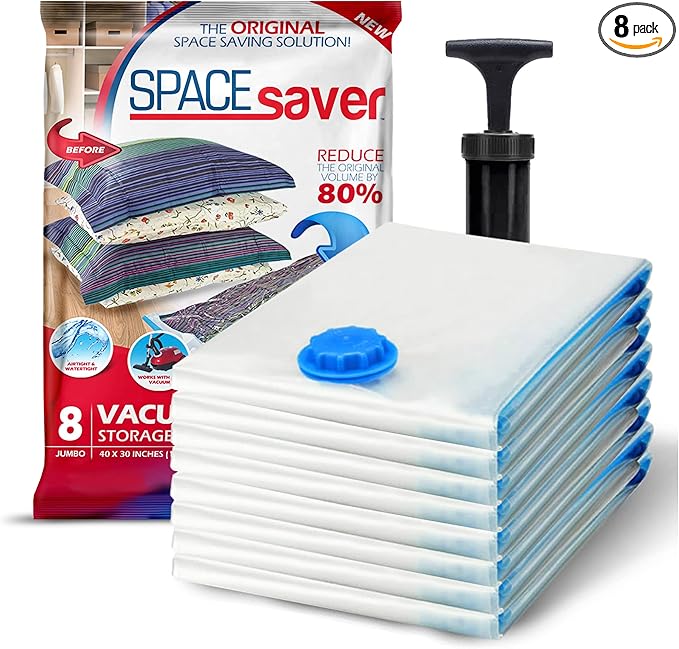 8 Pack Jumbo Vacuum Storage Bags by Spacesaver