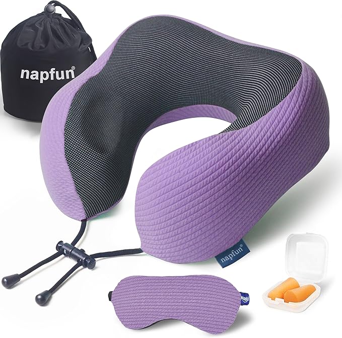 napfun Neck Pillow for Traveling, Upgraded Travel Neck Pillow for Airplane 100% by NAPFUN