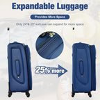 Merax Softside Luggage Set Softshell Lightweight 3 Piece Spinner Suitcase - Image 5