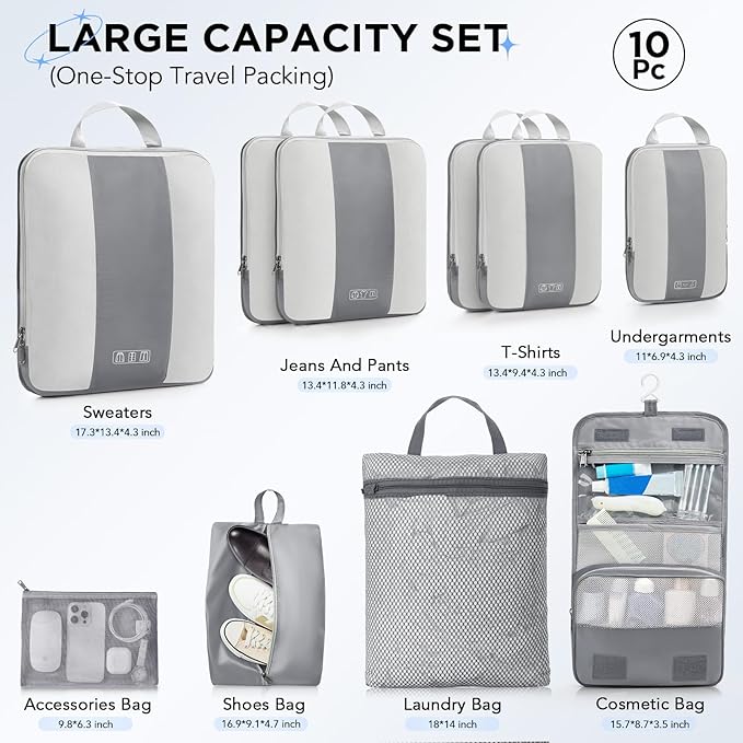 10 Set Compression Packing Cubes - Image 2