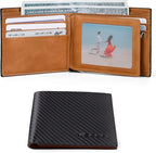 VISOUL Mens Carbon Fiber Leather Bifold Wallet - Image 2