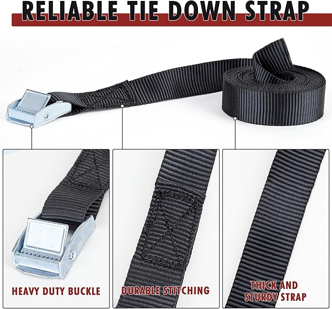Cartman 1" x 12' Lashing Straps Cargo Tie-Down Strap Up to 600lbs, 6pk in Carry - Image 2