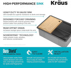 KRAUS Kore Workstation 27-inch Undermount 16 Gauge Black Stainless Kitchen Sink - Image 5