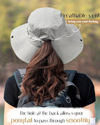 FURTALK Sun Hats for Women Ponytail UPF 50+ Beach Summer Hat Wide Brim Packable - Image 3