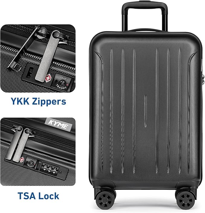 KYME Suitcase Hardshell With Double Spinner Wheels, PC+ABS TSA Lock Travel - Image 2