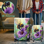 Luggage Cover + Tag, Bee Purple Flowers Travel Suitcase Cover - Image 6