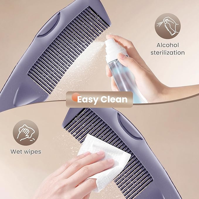 2PC Dandruff Comb Fine Tooth Scalp Detox Comb Lice Stainless Steel Scalp Detoxing Hair Brush Tool Hair Care for Women, Men & Kids (Purple)