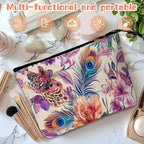 Cosmetic Bags Travel Makeup Toilet Case Waterproof Pouch for Women Girls 6.7X9.45inches - Gorgeous Floral - Peacock Tapestry