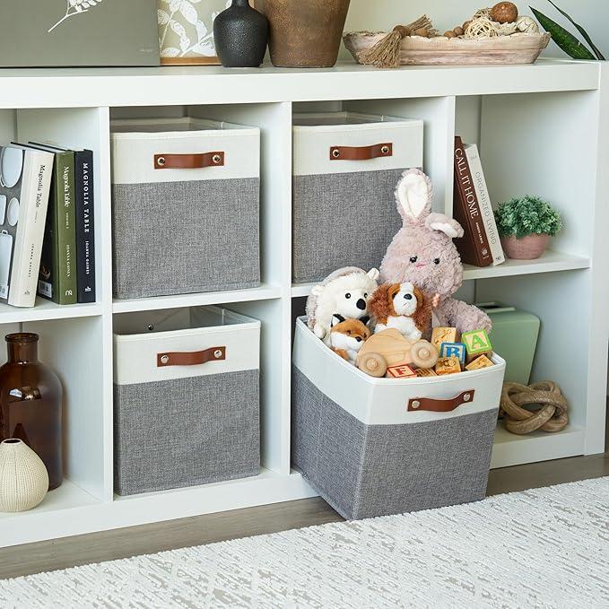OrganiHaus 11x11 Fabric Cubes Storage Bins Set of 4, Foldable Collapsible - Image 3
