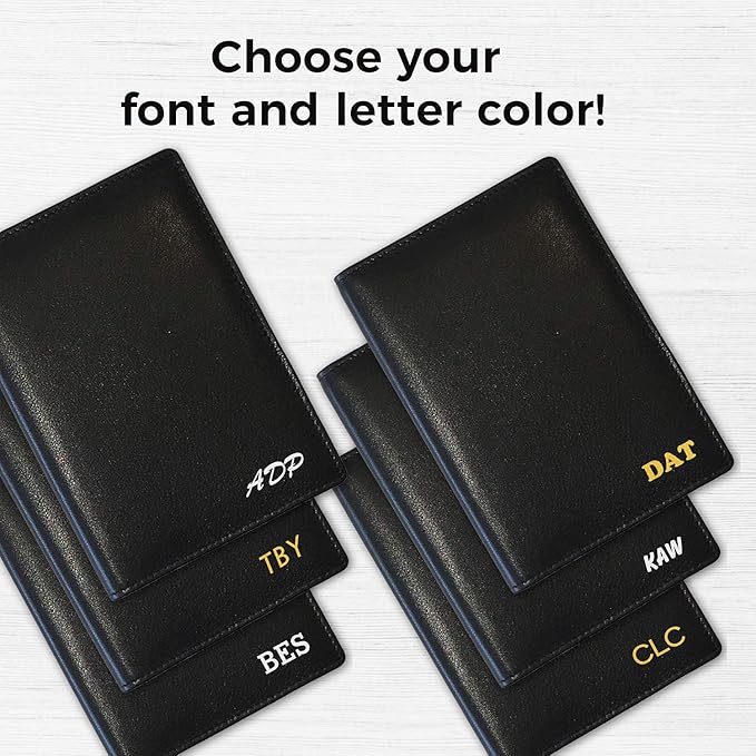 Personalized Monogrammed Black Leather RFID Passport Wallet - Image 3