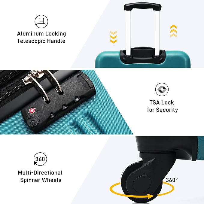 Merax Luggage Sets of 3 Piece Carry on Suitcase Airline Approved, Hard Case - Image 3