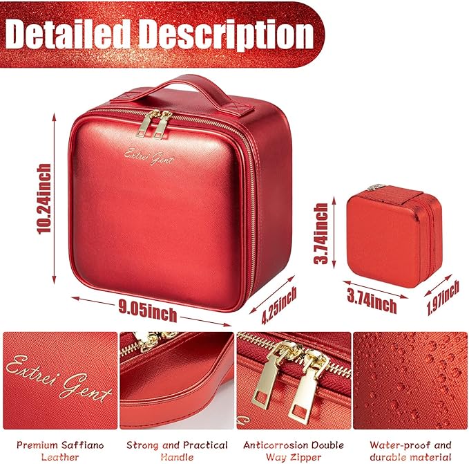 Makeup Travel Train Case with Mirror LED Light 3 Adjustable Brightness Large - Image 2