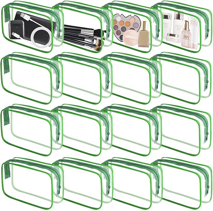 16 Pieces Clear Makeup Bag PVC Zippered Clear Toiletry Carry Pouch Portable by YedsIntu