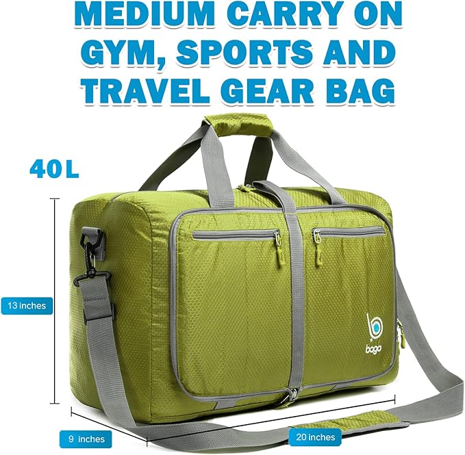 Bago Foldable Duffel Bags for Traveling Women & Men - 40L Sports Packable - Image 3