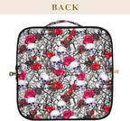 Makeup Organizer Bag, Skulls Rose Flowers Travel Makeup Bags Makeup Vanity Case Large Capacity Rhombus Cosmetic Toiletry Bag for Girl Women Ladies
