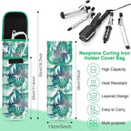Shappy 2 Pcs Heat Resistant Hair Tools Bag Curling Iron Travel Case Cover Neoprene Flat Iron Holder Travel Case and Silicone Mat Pouch for Hot Hair Tools Storage Organizer(Frond Style)