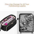 Fasrom Hair Tools Travel Bag with Heat Resistant Mat for Flat Iron, Curling Iron and Straightener, 2 in 1 Blow Dryer Organizer Case for Styling Appliances and Hot Items, Black (Patent Design)