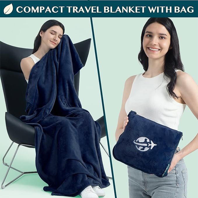 PAVILIA Travel Blanket and Pillow, Arms Opening Airplane Blankets - Image 3