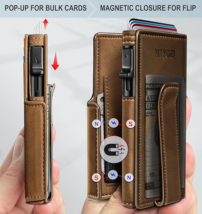 Men Wallet, with Money Clip Coins Pocket ID Window, Slim Front Pocket RFID - Image 3