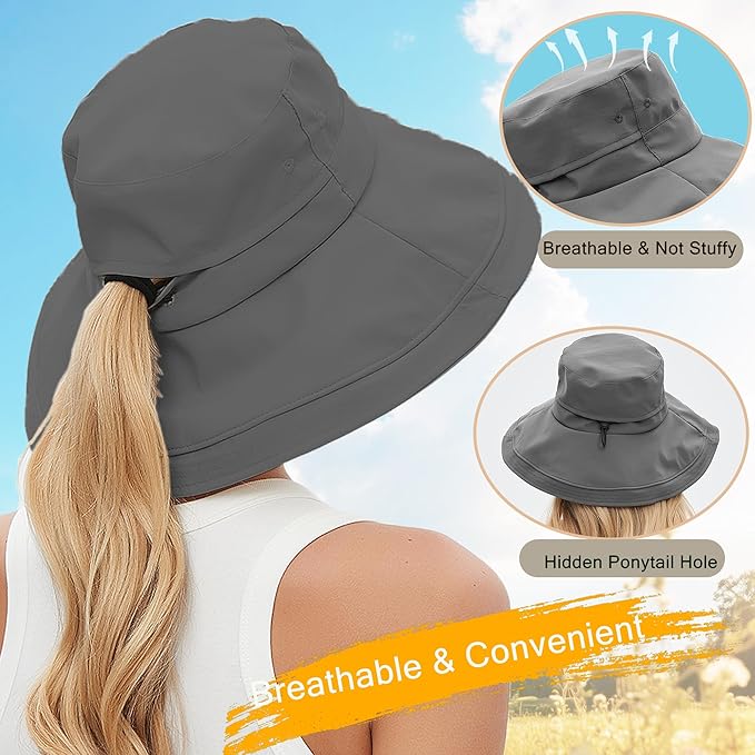 Sun Hats for Women Men UV Protection Wide Brim Bucket Hat - Image 7