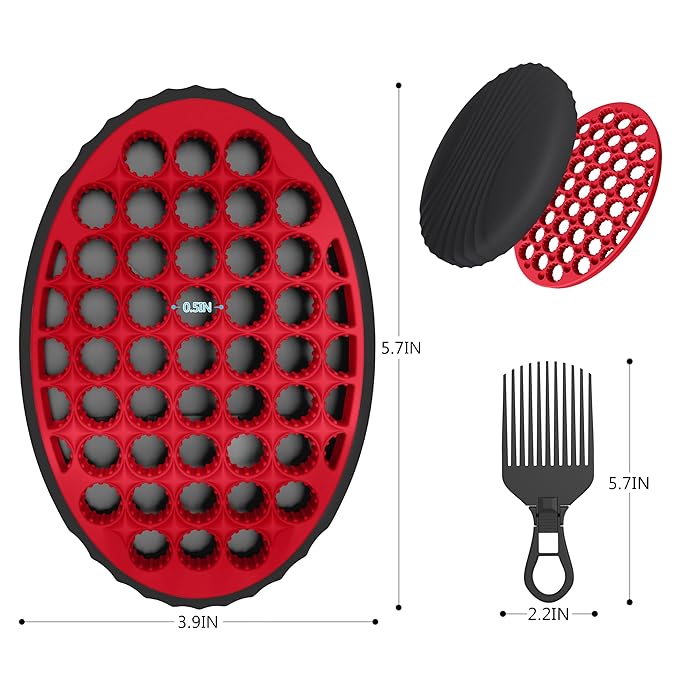PARAO-Silicone Curling Brush,Magic Wave Afro Comb,Two Sides InterchangeTwist Tool,Hair Curler Brush For Men Women Boy Girl,2-Piece Set（Red）