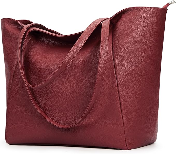 KALIDI Large Tote Bag Vegan Leather Casual Zipper Work Bag Weekender Hobo by KALIDI