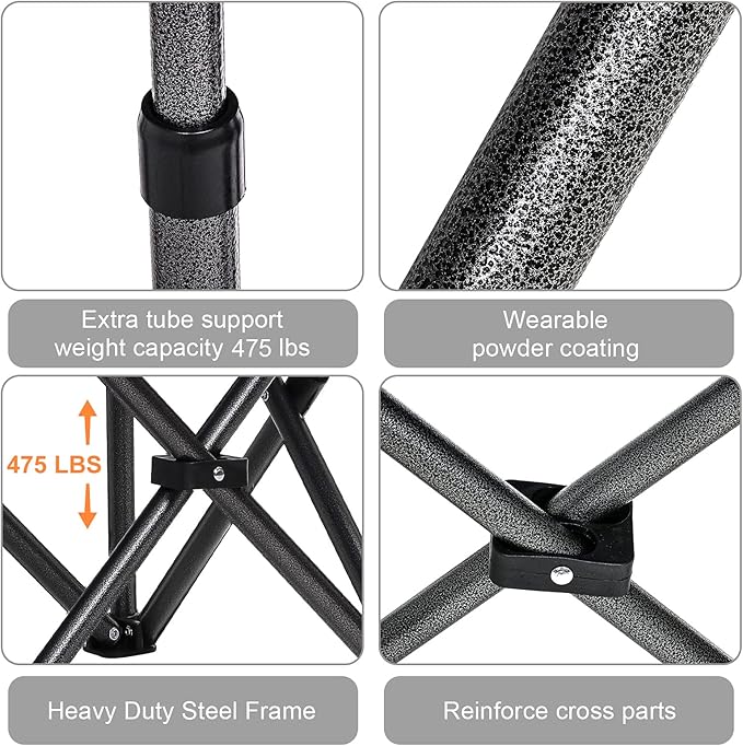 Padded Camping Chairs for Adults, Oversized Folding Outdoor Chairs, Weight - Image 6