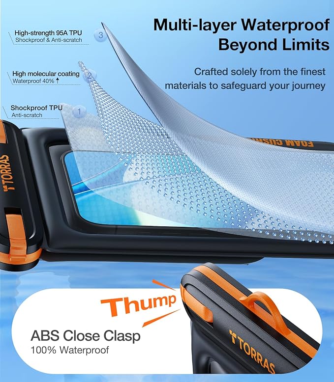 TORRAS IP68 Waterproof Phone Pouch Double Space, Floating Waterproof Phone Case - Image 4