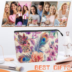 Cosmetic Bags Travel Makeup Toilet Case Waterproof Pouch for Women Girls 6.7X9.45inches - Gorgeous Floral - Peacock Tapestry