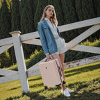 LEVEL8 Pink Suitcase with Spinner Wheels, Carry on Luggage Airline Approved - Image 2