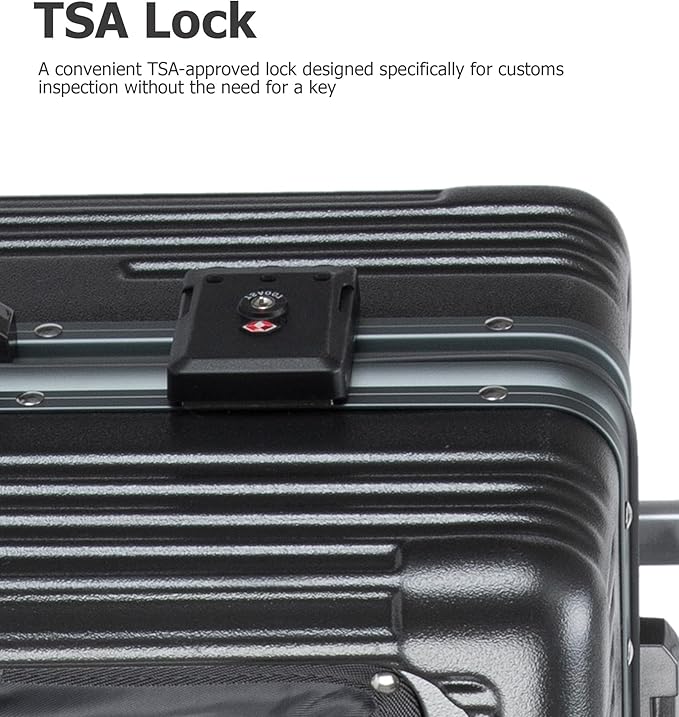 feilario 24in Aluminium Frame PC Hard Shell Spinner Wheels Luggage, Built-In - Image 7