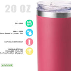 koodee 20 oz Tumbler with Lid and Straw-2 Pack Stainless Steel Double Wall - Image 2