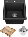 KRAUS Bellucci 18-inch Granite Workstation Drop In Top Mount Single Bowl by KRAUS
