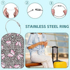2 Pack Cute Luggage Tag for Suitcases Pink Butterfly and Leopard Leather - Image 3
