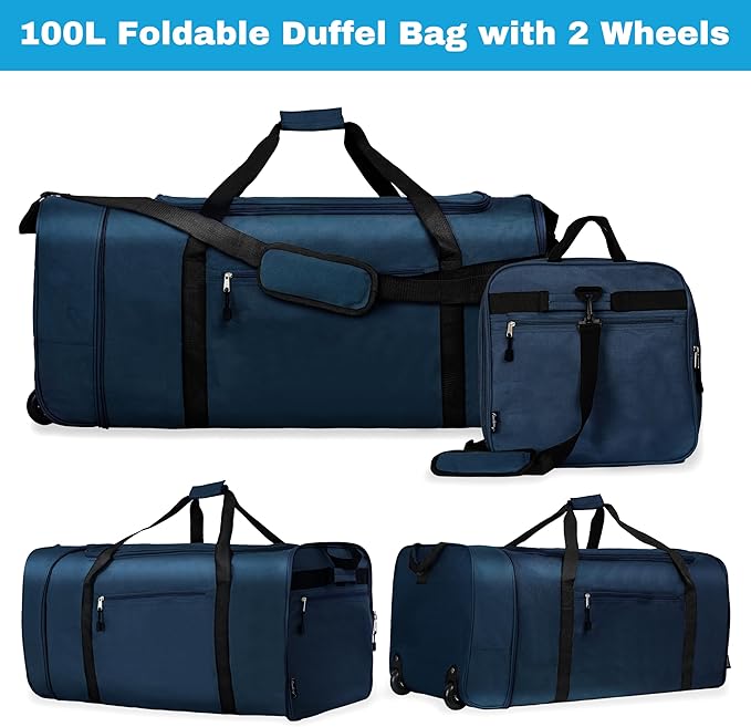 Finnhomy 100L Foldable Rolling Duffel Bag - Image 3