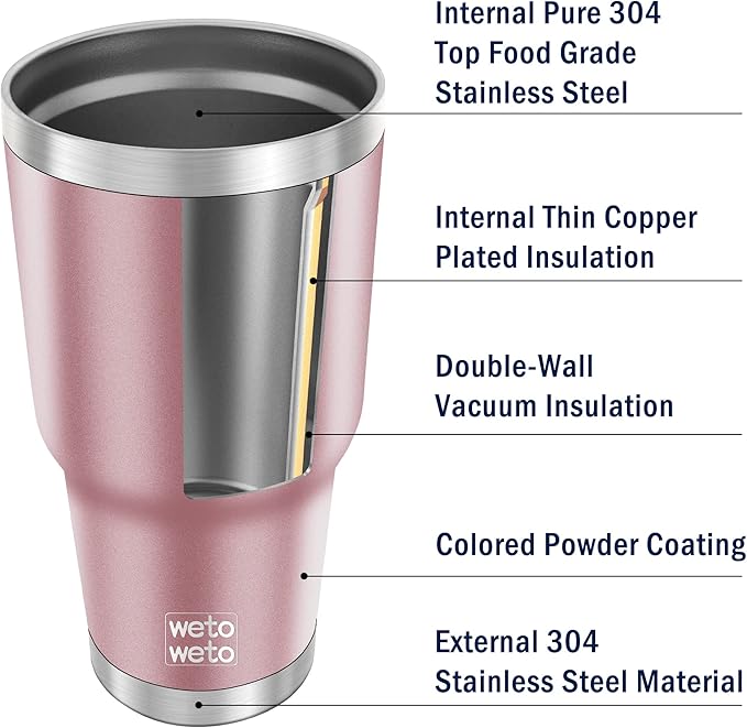 WETOWETO 30 oz Tumbler Stainless Steel Vacuum Insulated Coffee Cup Double Wall - Image 4