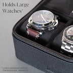 TAWBURY 3 Watch Case for Men – Luxury Leather Watch Travel Case for Men | Black - Image 4