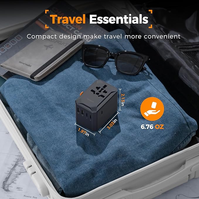 TESSAN Universal Travel Adapter, GaN 65W International Power Adapter - Image 7
