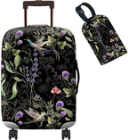 Luggage Cover Suitcase Protector + Luggage Tag, Wild Flowers Hummingbird Travel by BWEGRHE