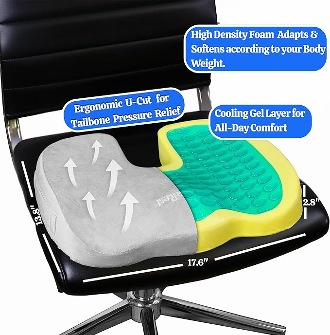 LuminaRest® Gel Seat Cushion for Long Sitting – CertiPUR-US® Certified Memory - Image 7