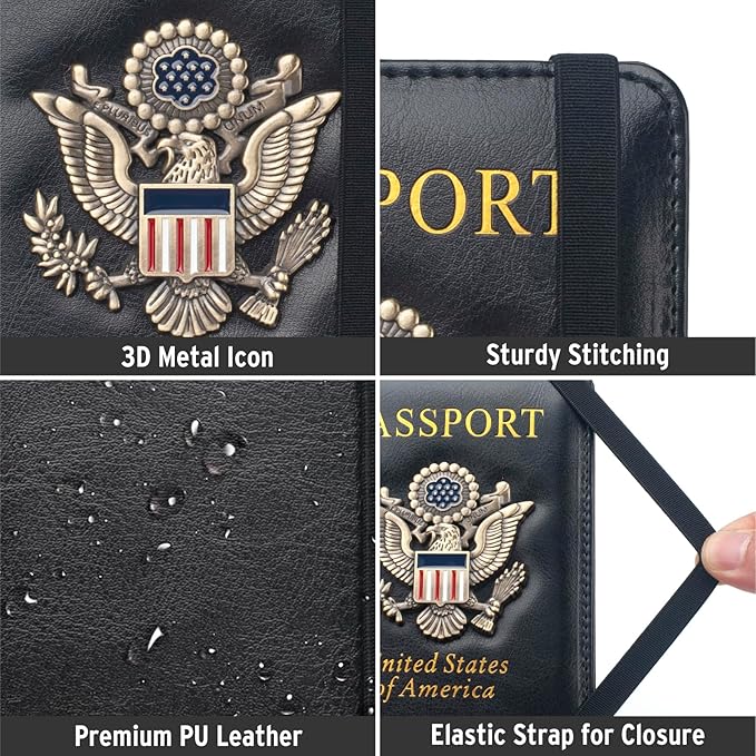 Coowayze Passport Holder Cover for Women Men, Leather US Passport Wallet Case - Image 5