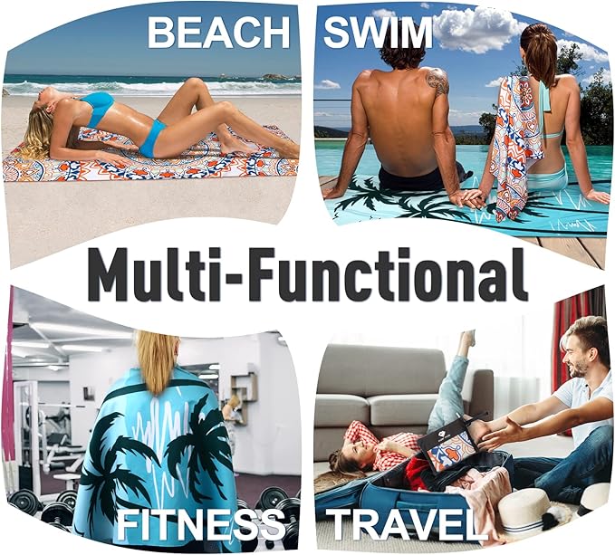 2 Pack Oversized Microfiber Beach Towel, Quick Drying, Super Absorbent - Image 5