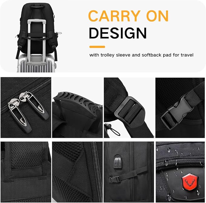 Travel Backpack 50L, 17 Inch Laptop Backpack - Image 4