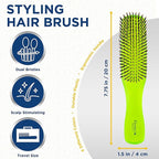 Giorgio GION1G Neon Green 7.75 inch Gentle Touch Detangler Hair Brush for Men Women. Soft Bristles for Sensitive Scalp. Wet and Dry for all Hair Types. Scalp Massager Brush Stimulate Hair Growth