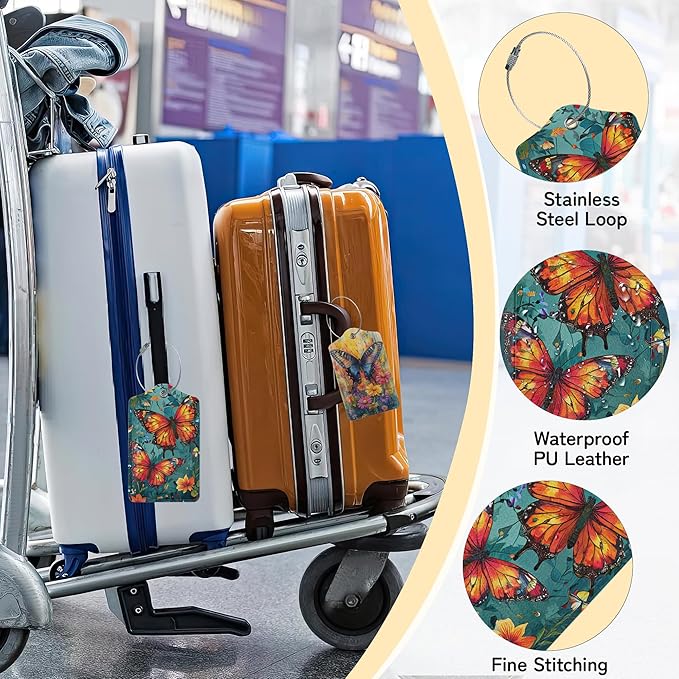3 Pack Vintage Butterfly Wildflower Luggage Tags - Image 5