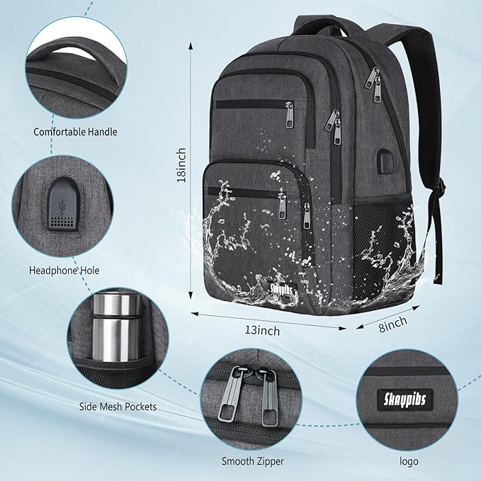 Backpck for Men Women, School Backpack for Boys Teens, 15.6 inch Laptop Back - Image 4