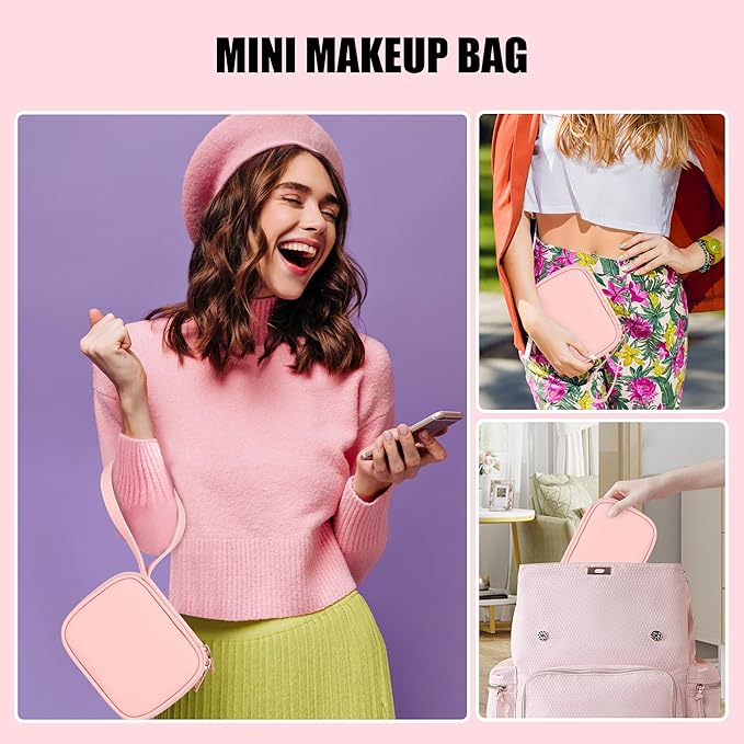 Relavel Mini Makeup Bag with Led Mirror, Small Cosmetic Bag with 3 Light Modes - Image 5