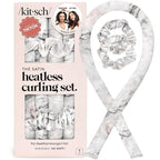 Kitsch Satin Heatless Curlers Set – Heatless Curls Overnight with 34" Hair Curler & 2 Satin Scrunchies, Comfortable No Heat Hair Curlers to Sleep In for Frizz-Free & Non-Damage Styling - Marble